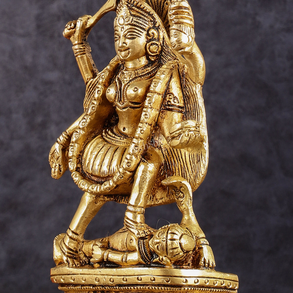 Brass kali mata idol with four arms 7 inch