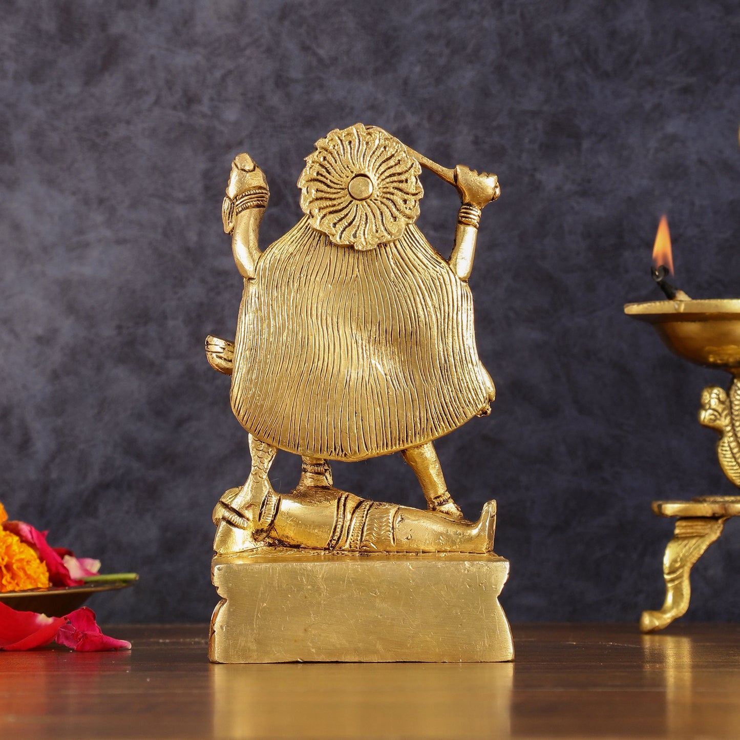 Brass kali mata idol with four arms 7 inch