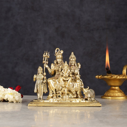 Pure Brass Lord Shiva Parivar Idol - 4"