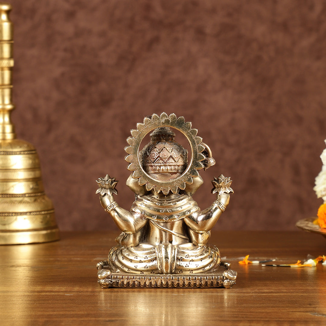 Pure Brass Dagduseth Ganapati Idol | Intricately Carved | Height 4 inch