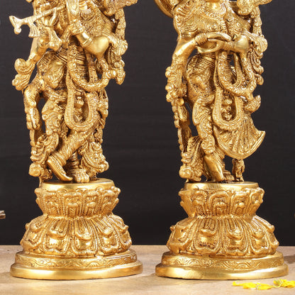 Exquisite 15-Inch Brass Radha Krishna Idols