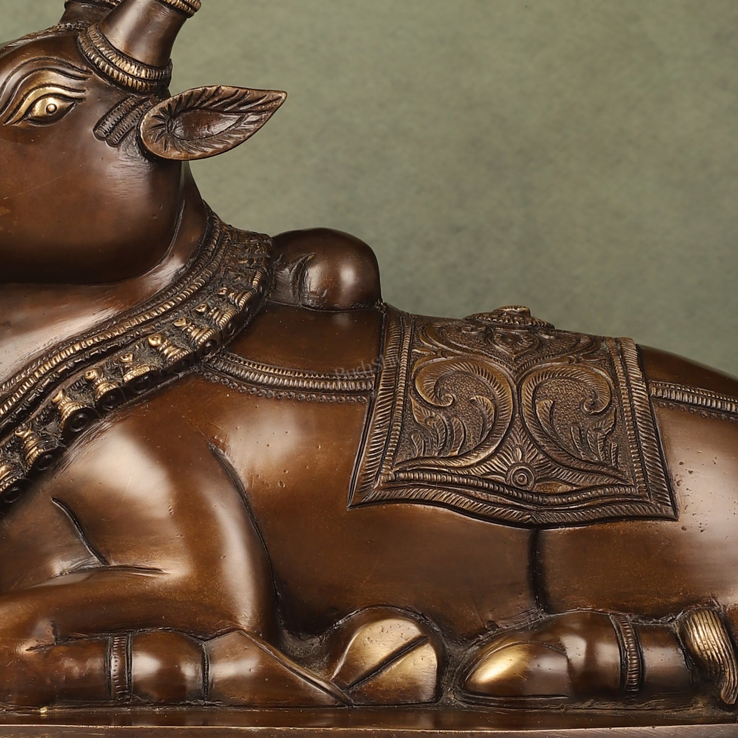 Pure Brass Nandi Idol with Antique Finish - 9.5 inch