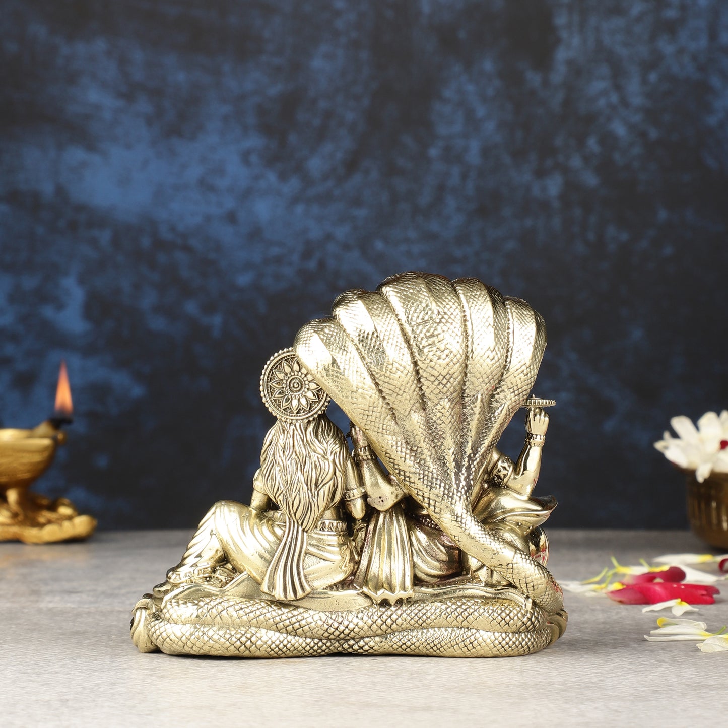 Superfine Brass Lakshmi Narayana Vishnu Idol - 5.5 inch