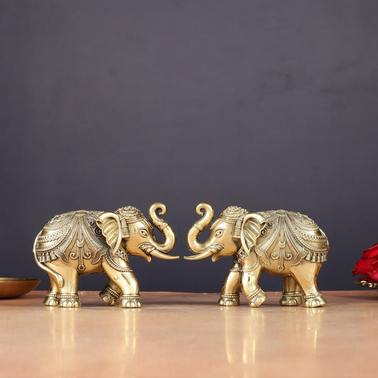 Brass Superfine Elephant Miniature pair Showpieces 4"