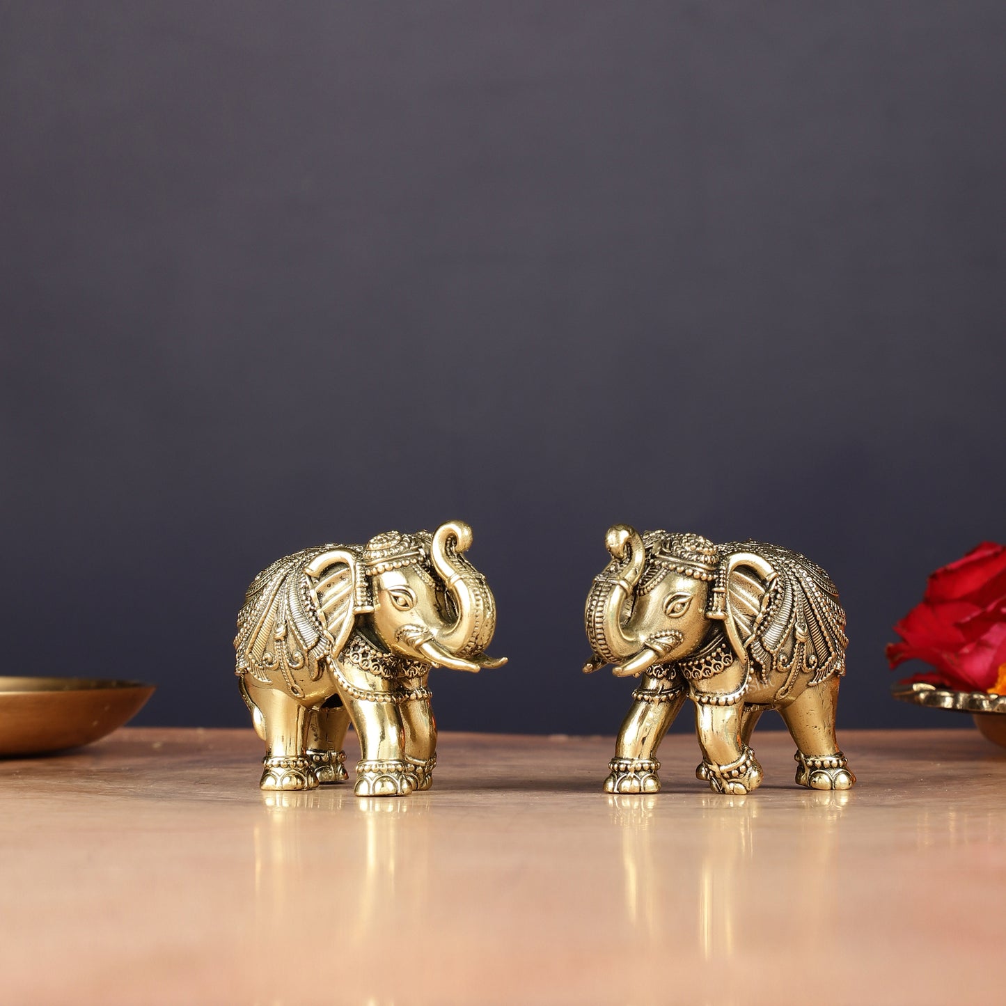 Brass Superfine Elephant Miniature pair Showpieces 4"