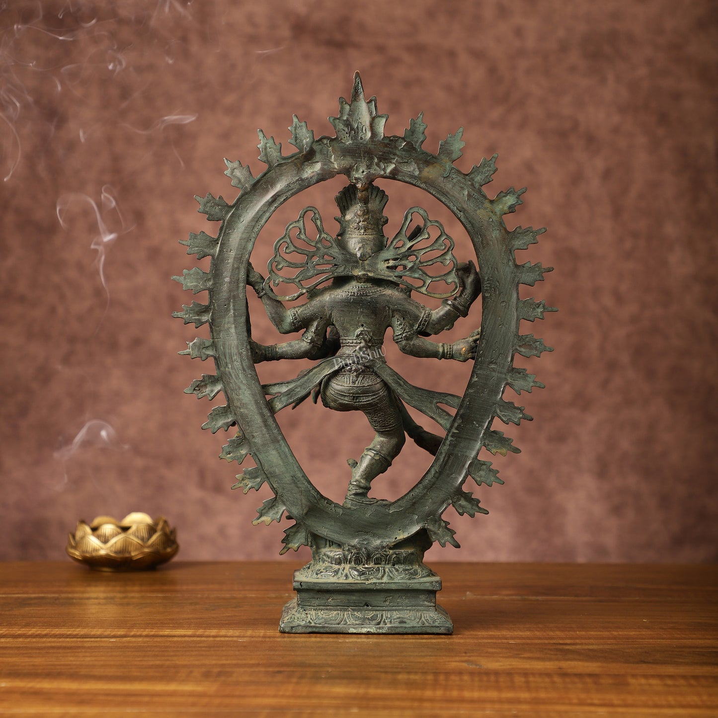 Indonesian Bronze Sculpture: Dancing Shiva with 6 Arms and Trishul Nataraja | Height: 13.5 inch