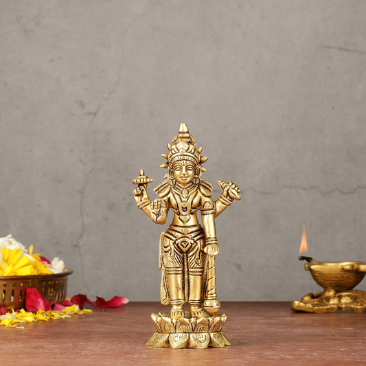 Superfine Brass Satyanarayan Vishnu Idol - 6 inch
