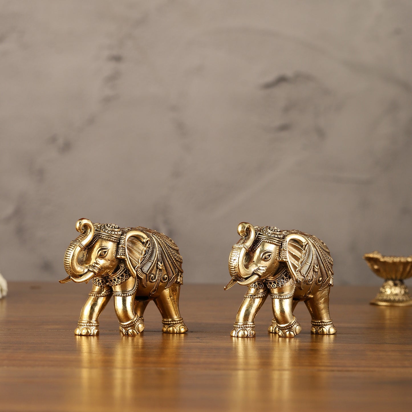 Brass Superfine Elephant Miniature pair Showpieces 3"