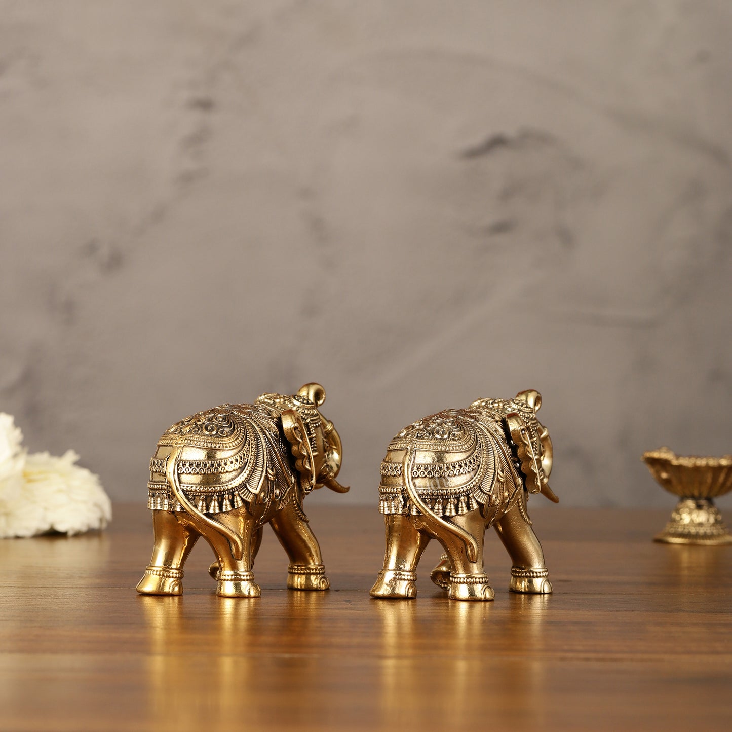 Brass Superfine Elephant Miniature pair Showpieces 3"