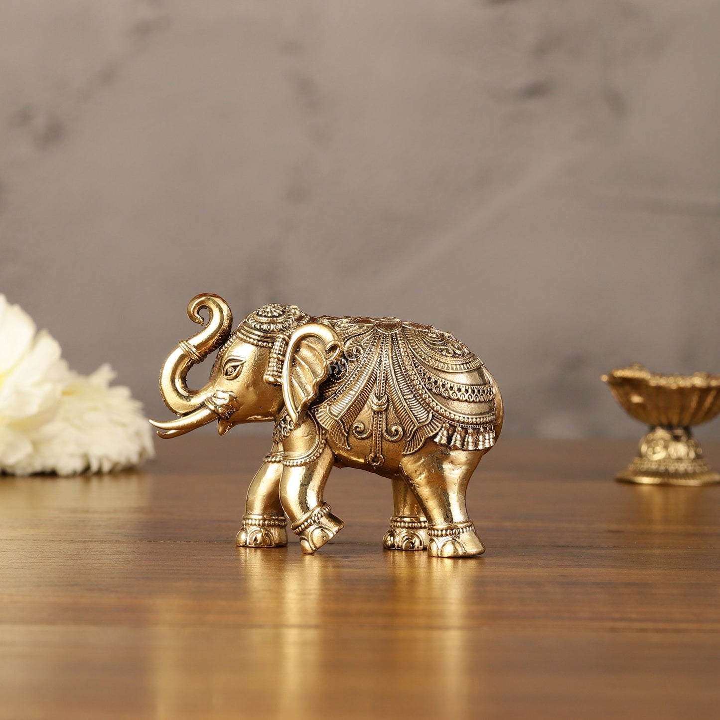 Brass Superfine Elephant Miniature Showpiece 3"