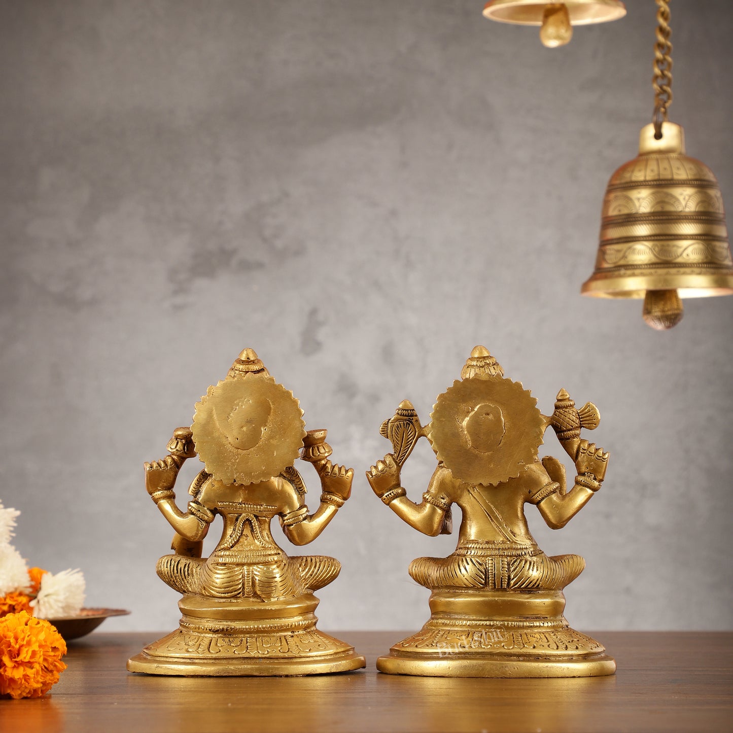Brass Ganesh Lakshmi idols 6"