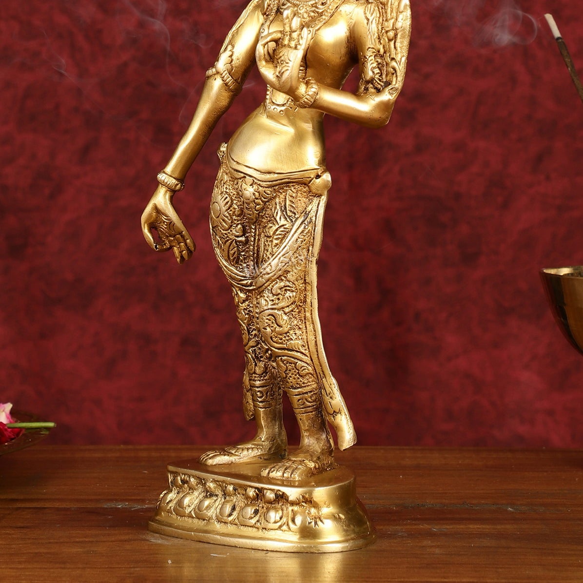 Graceful Brass Standing Tara Devi Idol 12 inch