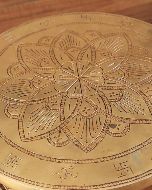 Pure Brass Round Chowki for God Idols 10 inch