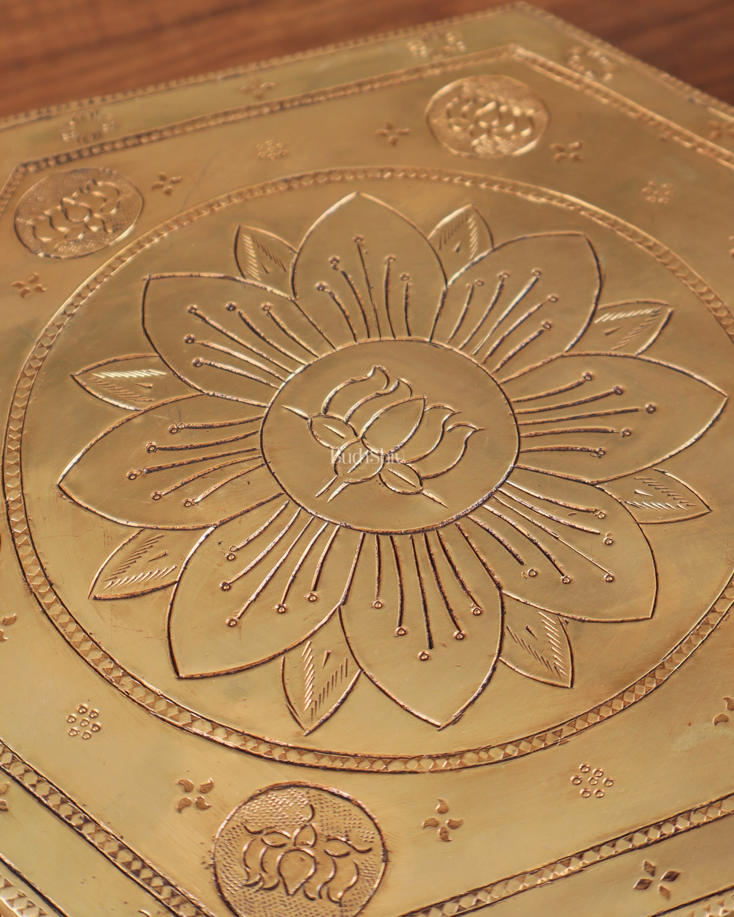 Brass Hexagon Chowki for Pooja Room 10.5"