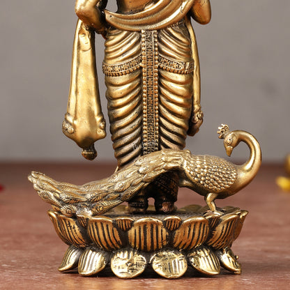 Brass Superfine Murugan Swamy Kartikeya with Peacock Idol | 6.5"