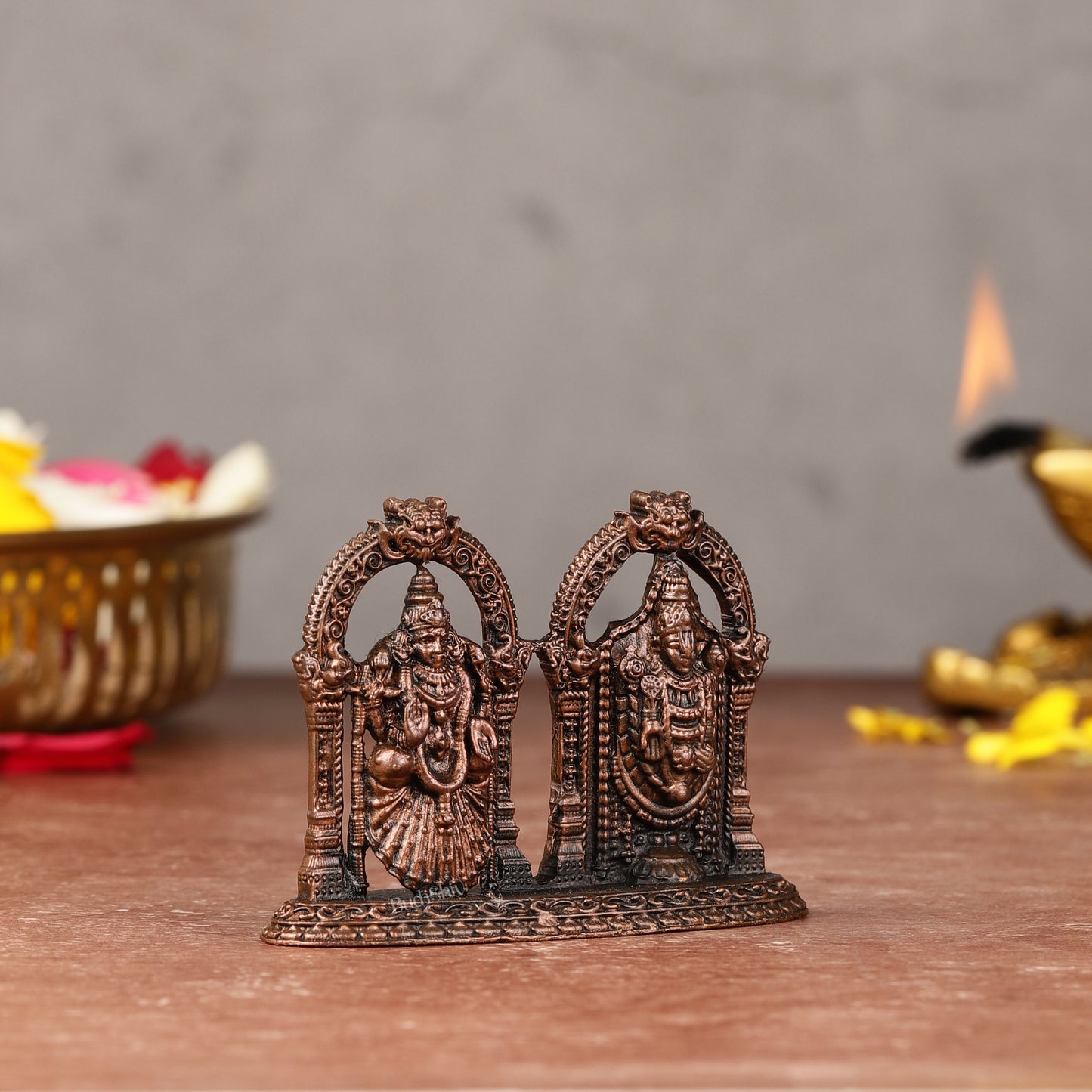 Pure Copper Tirupati Balaji with Padmavati Lakshmi Idol | 2"