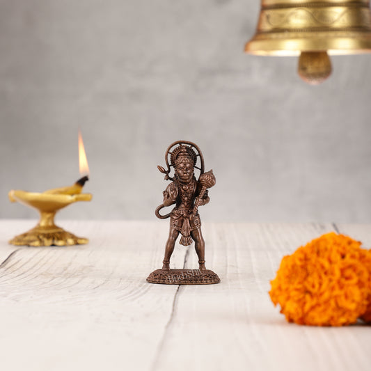 Pure Copper Blessing Hanuman Idol | Handcrafted Statue - 3"