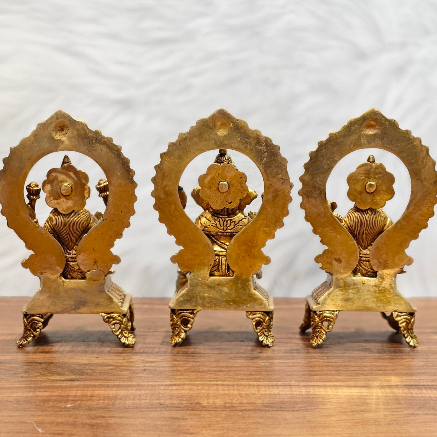 Brass Superfine Ganesh Lakshmi Saraswati idols 9.5"