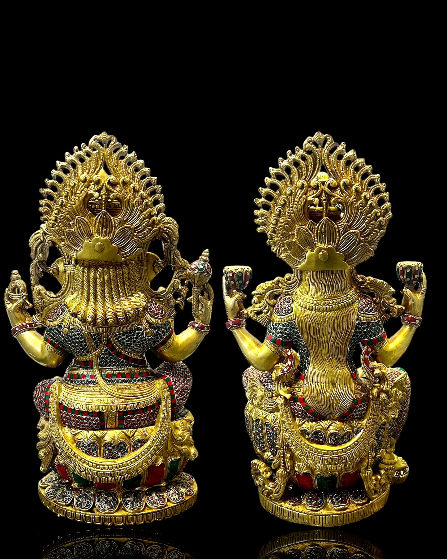 Majestic Brass Ganesha Lakshmi Large Sized idols 26"