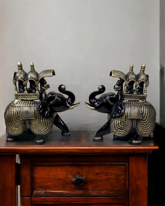 Brass Superfine Ambari Elephant pair 12"