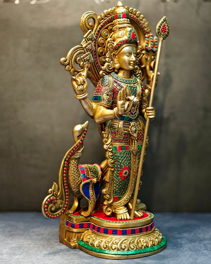 Brass Kartikeya Lord Murugun Statue 20"