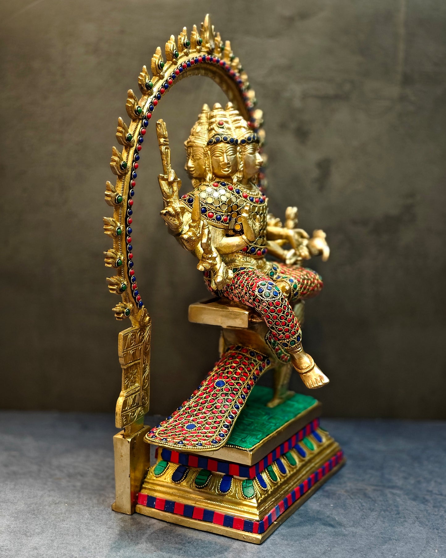 Brass Shanmukha Kartikeya Kumaraswamy Statue 18"