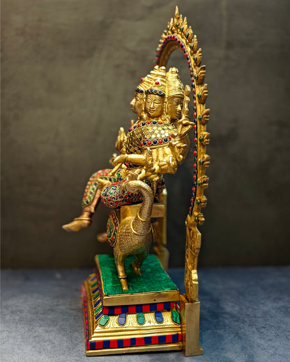 Brass Shanmukha Kartikeya Kumaraswamy Statue 18"