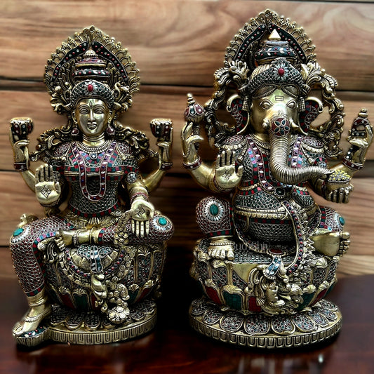 Brass Ganesha Lakshmi Large idols 26"