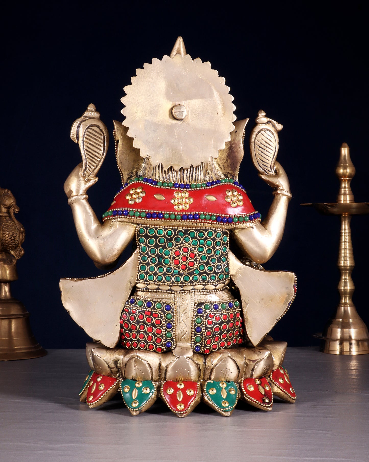 Unique Brass Lord Ganesha multicolour Statue - 11.5 Inch