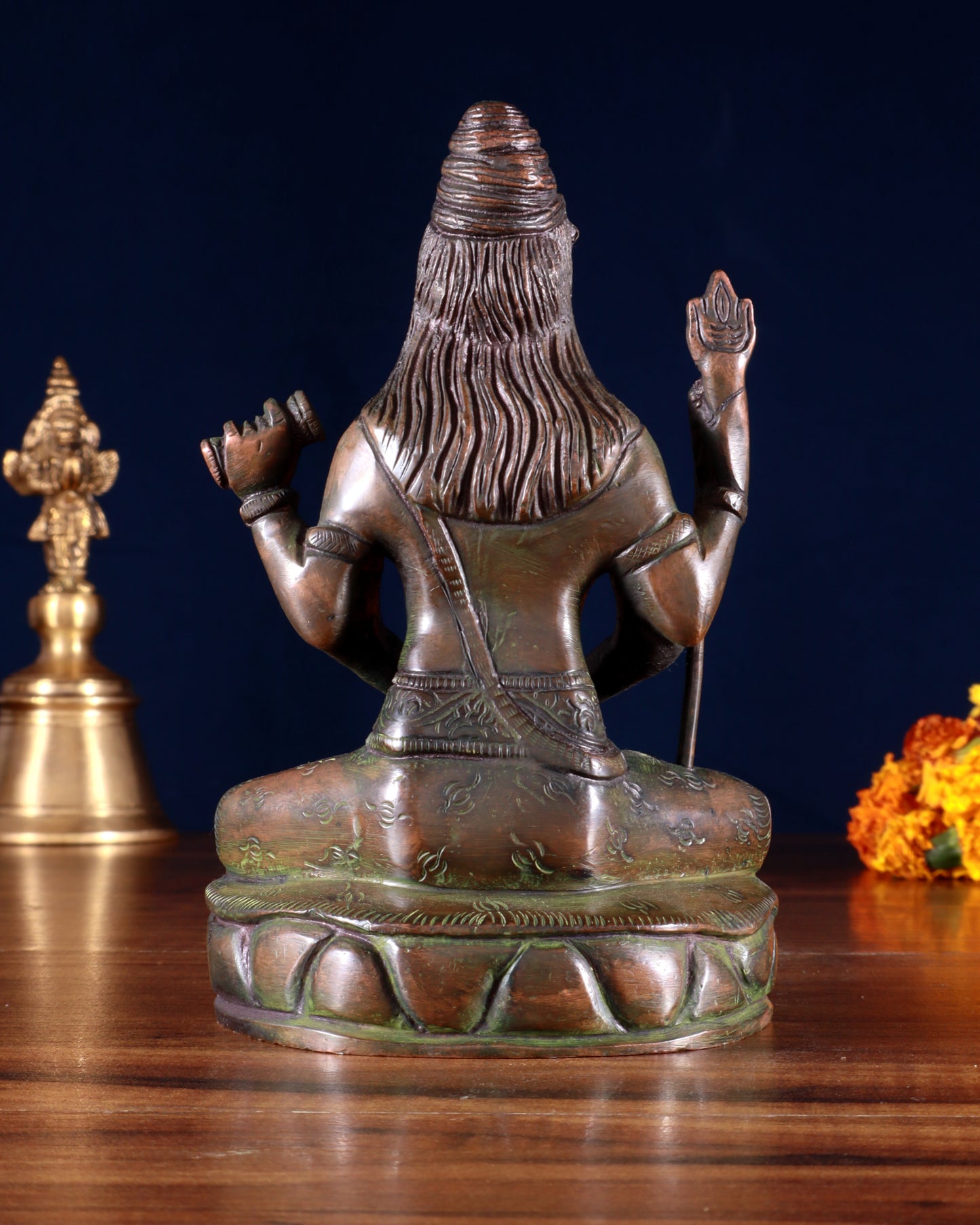 Brass Mahadev in Meditation – Lord Shiva Statue Bronze tone 5"