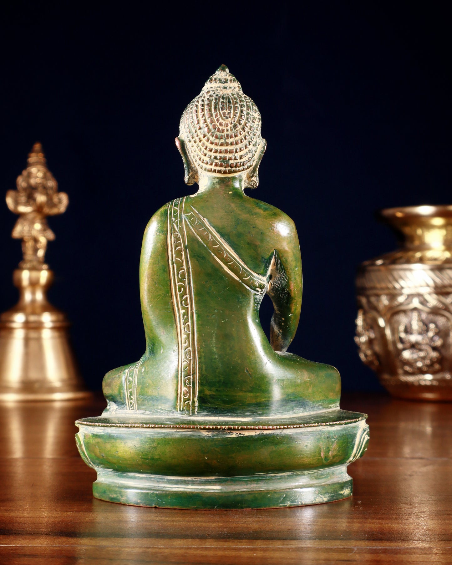 Pure Brass Buddha Bhumisparsha Nirvana Mudra Idol 5.5"