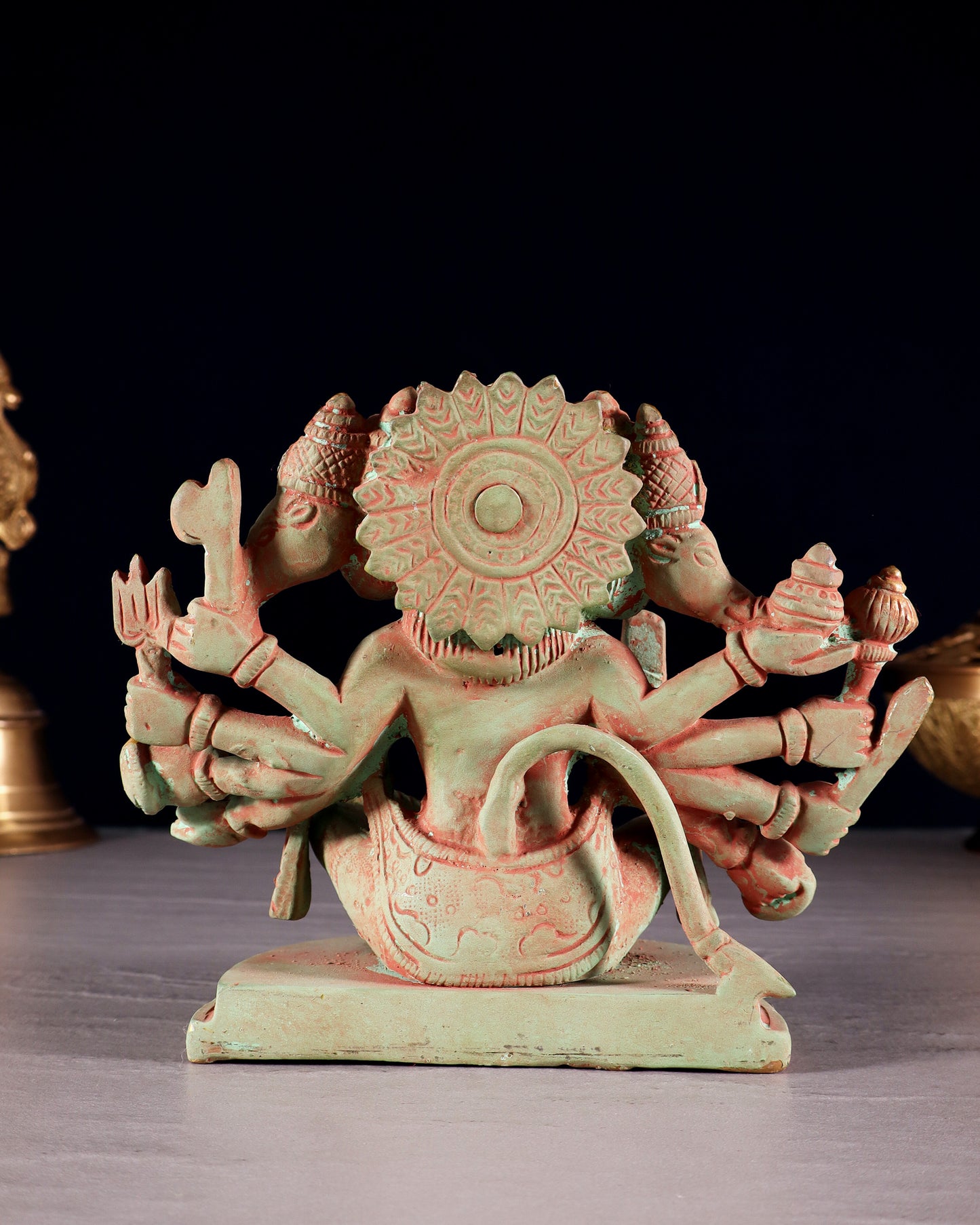 Brass Superfine Panchmukhi Hanuman idol 6 inch green tone