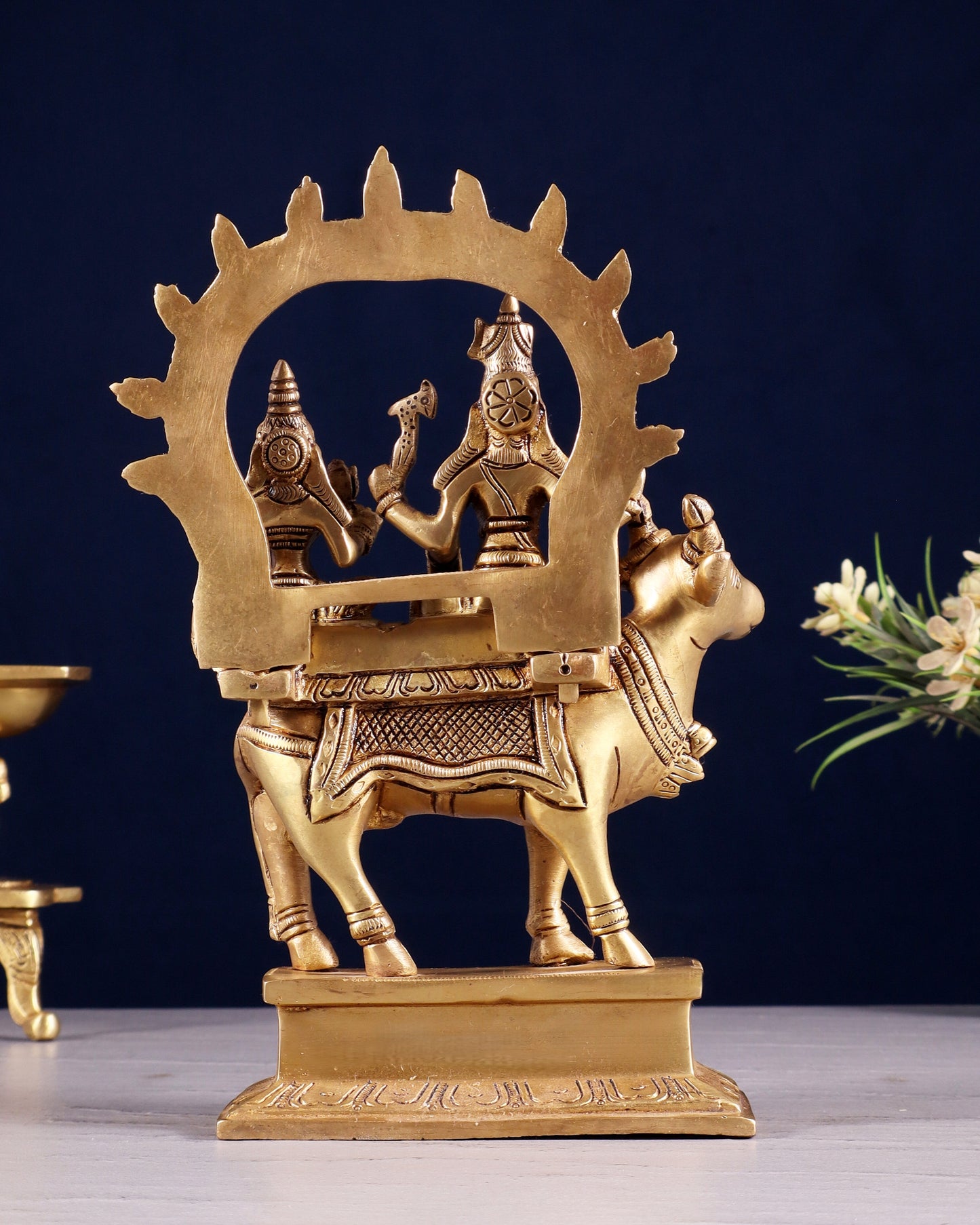 Brass Shiv Parvati seated on nandi Pradosh Nayagar 9"