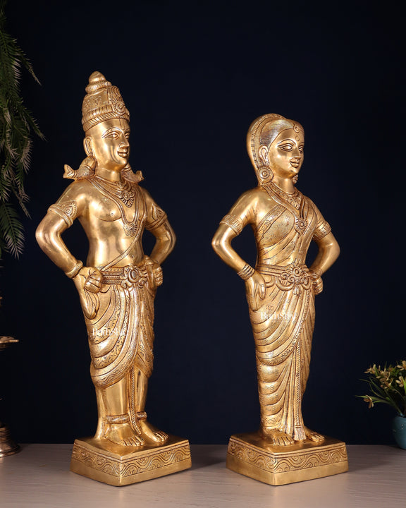 Brass Superfine Vitthal Rukmani Idol Pair 25" Grand Temple-Style Sculptures
