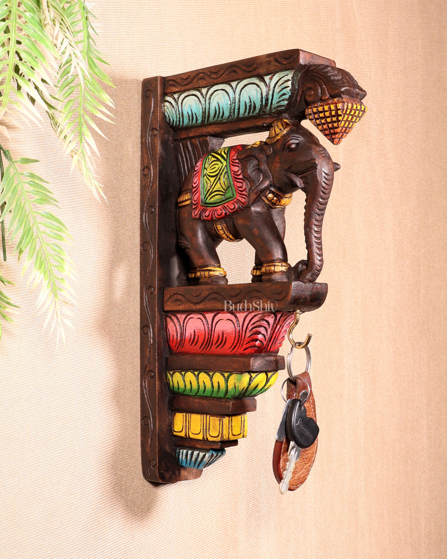 Handcrafted Wooden Elephant Wall Hanging Bracket