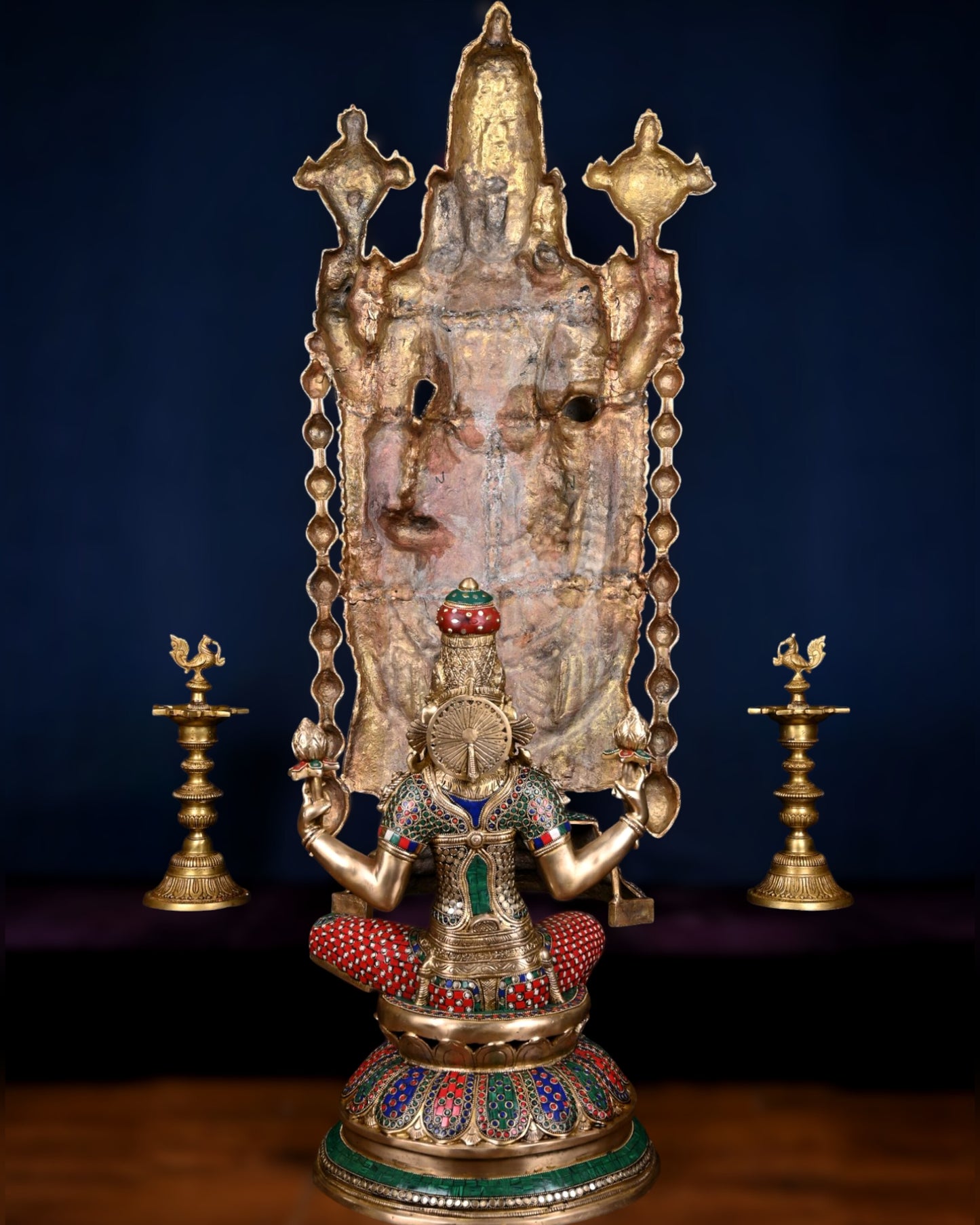 Pure Brass Tirupati Balaji & Goddess Lakshmi set 48" meenakari