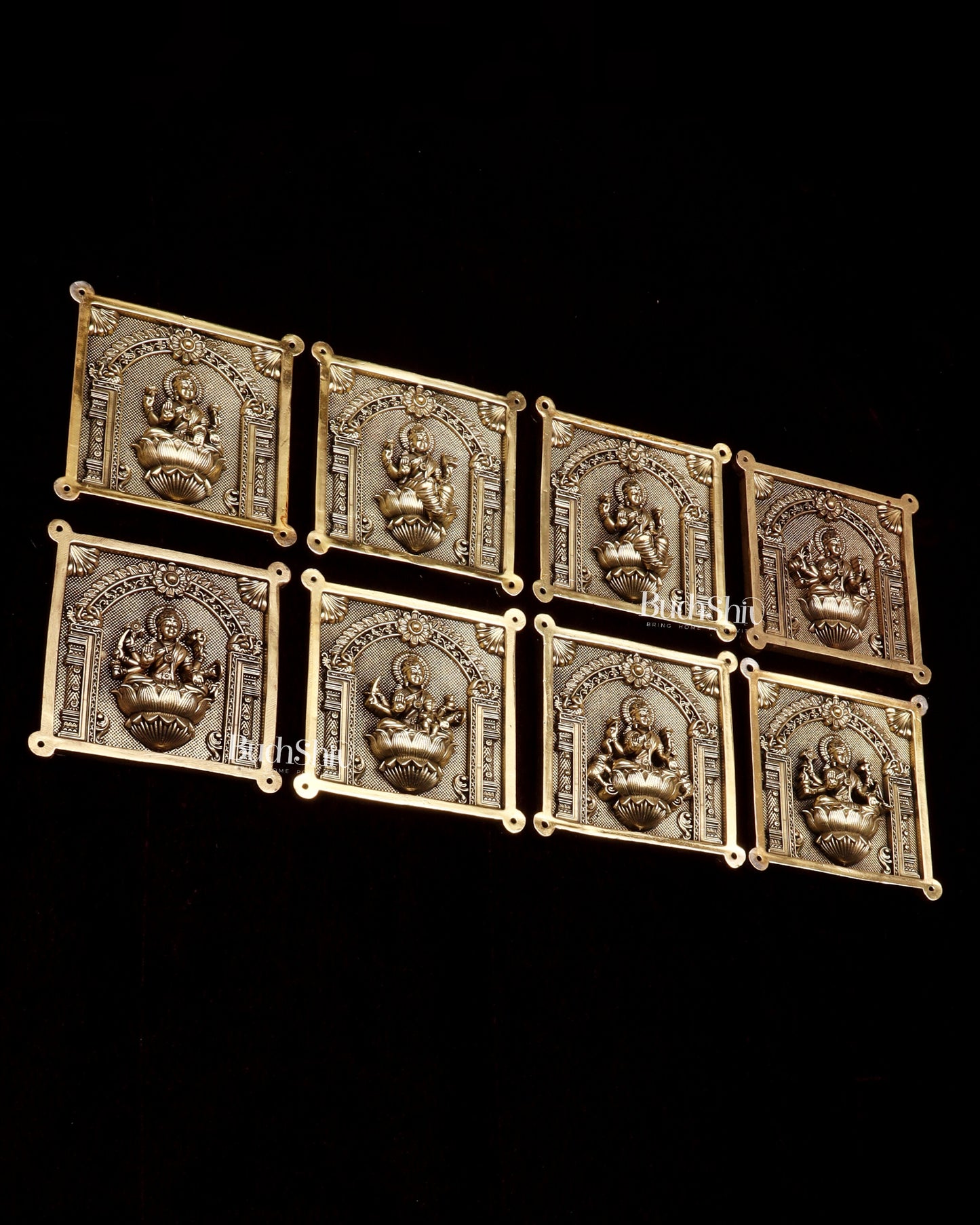 Brass Ashtalakshmi Superfine Intricate Wall Hangings Set – 4x4 Inch Each – Lightweight