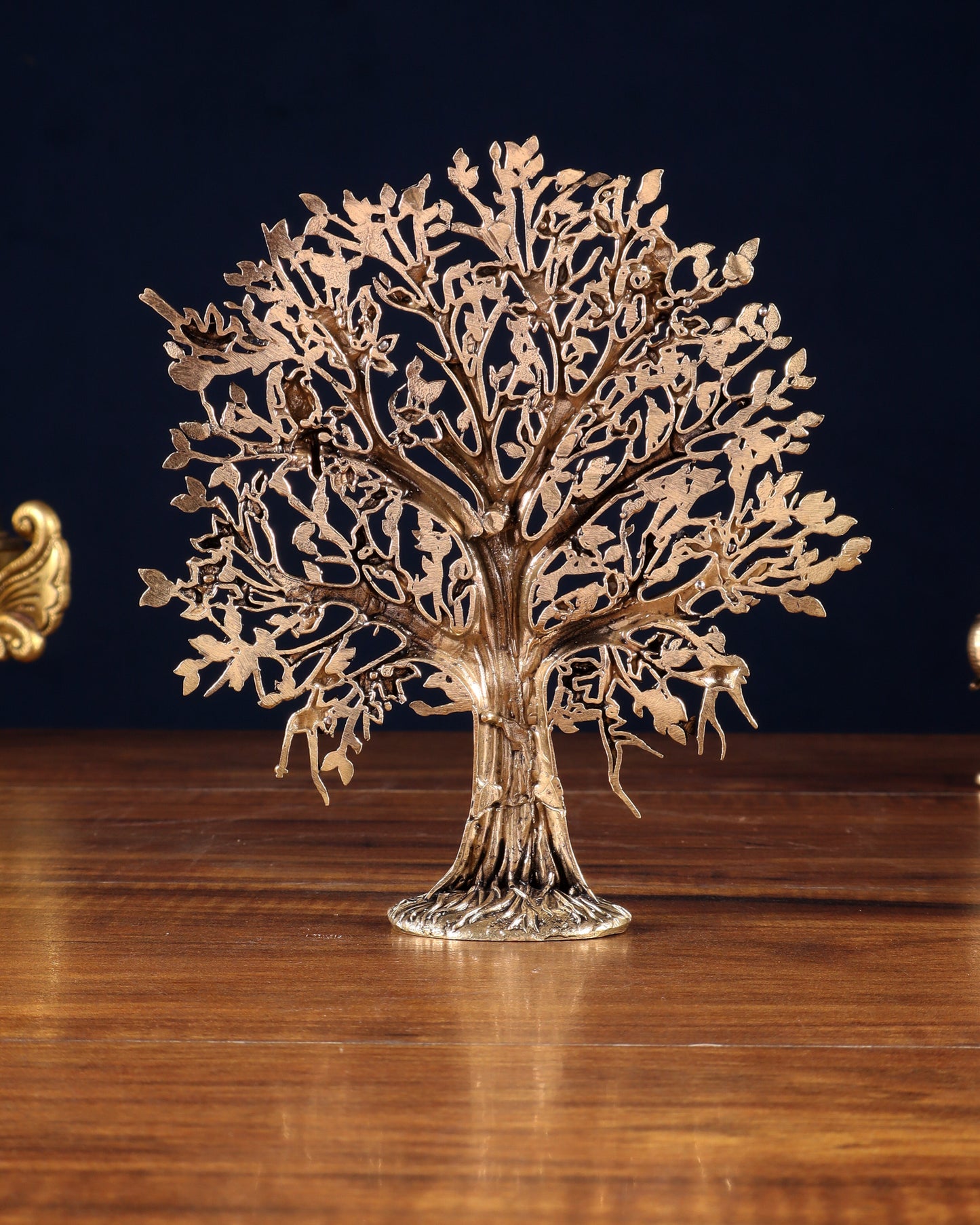 Pure Brass Kalpavriksha Tree Showpiece – 6"