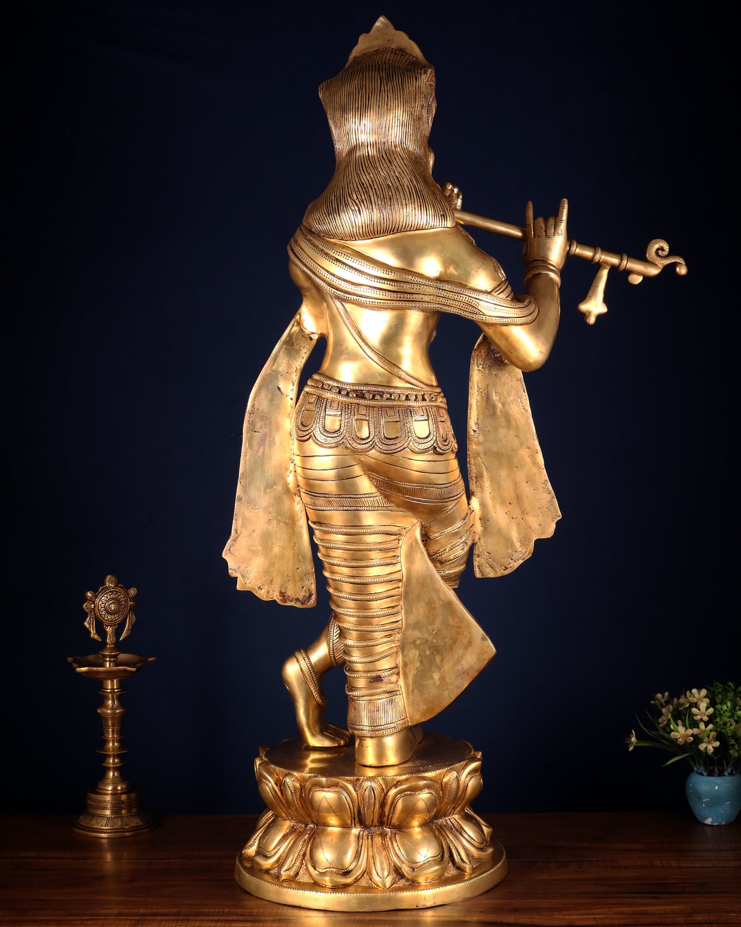 Brass Superfine Large Lord Krishna Statue – 36” | 38 kg | Only at BudhShiv