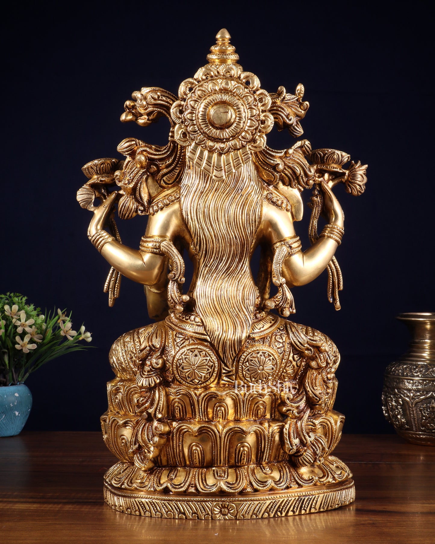Brass Superfine Goddess Lakshmi Idol | 15 Inch enhanced carvings
