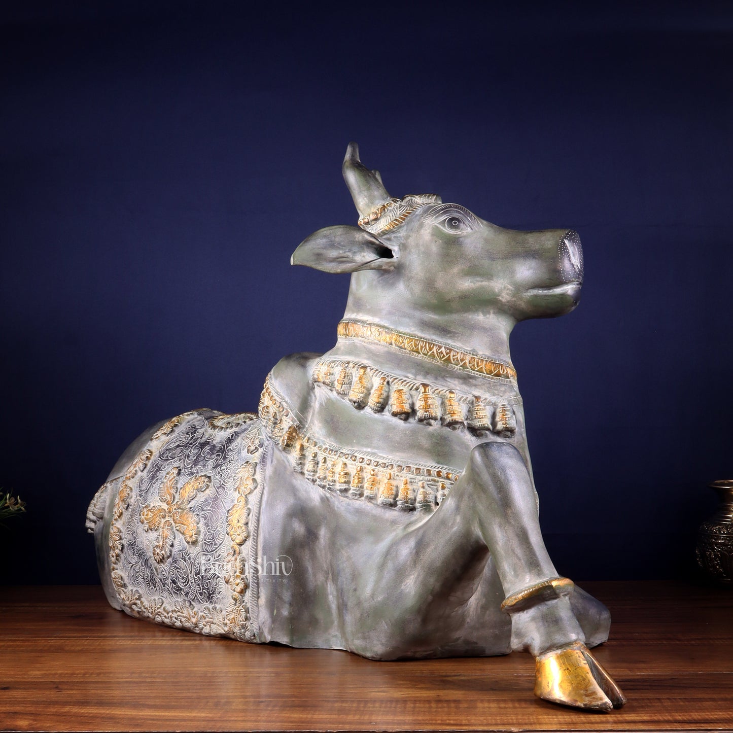 Brass Antique Large Nandi Sculpture | BudhShiv 33"