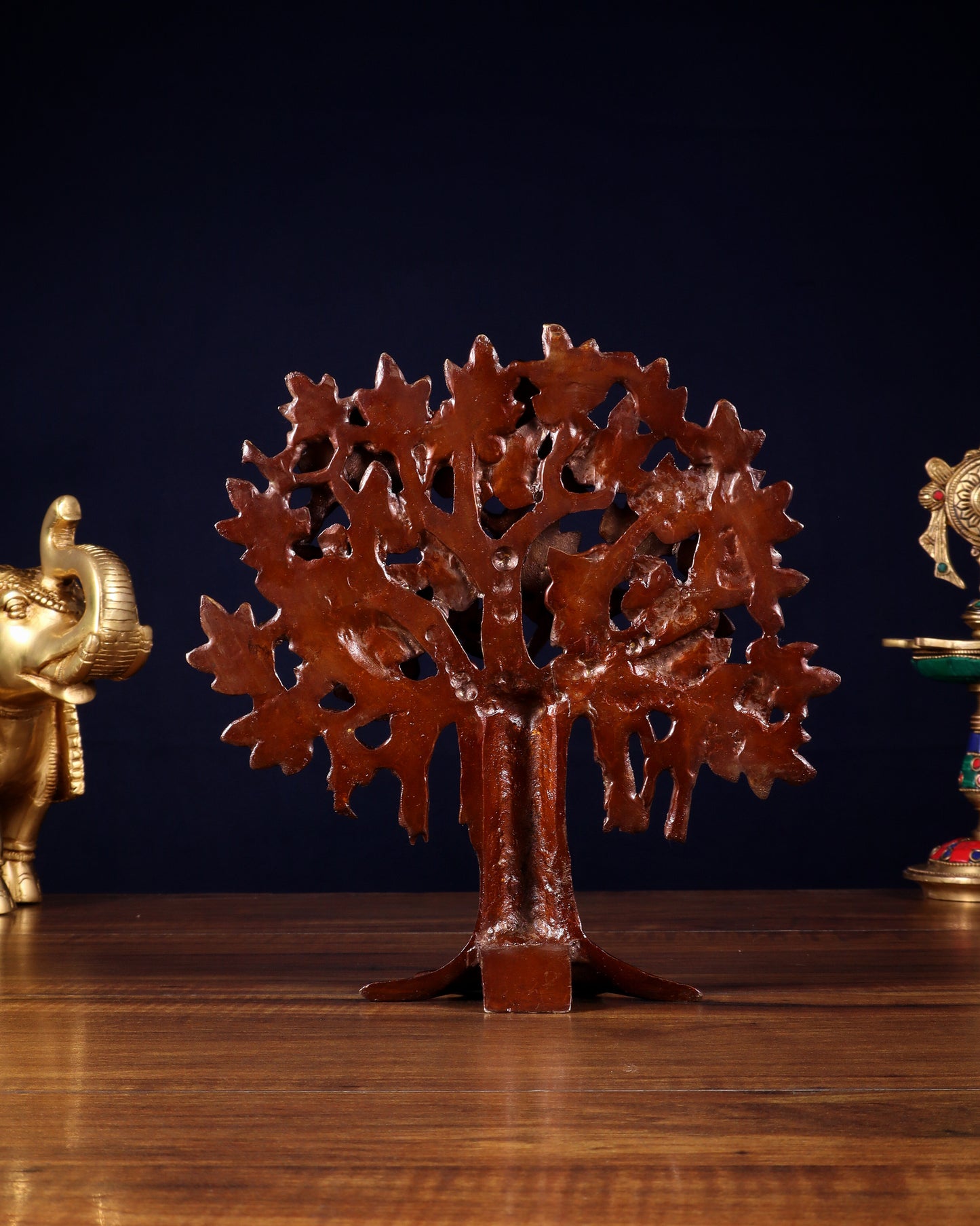 Pure Brass Handcrafted Kalpavriksha Tree - Table Standing 9" vintage tone