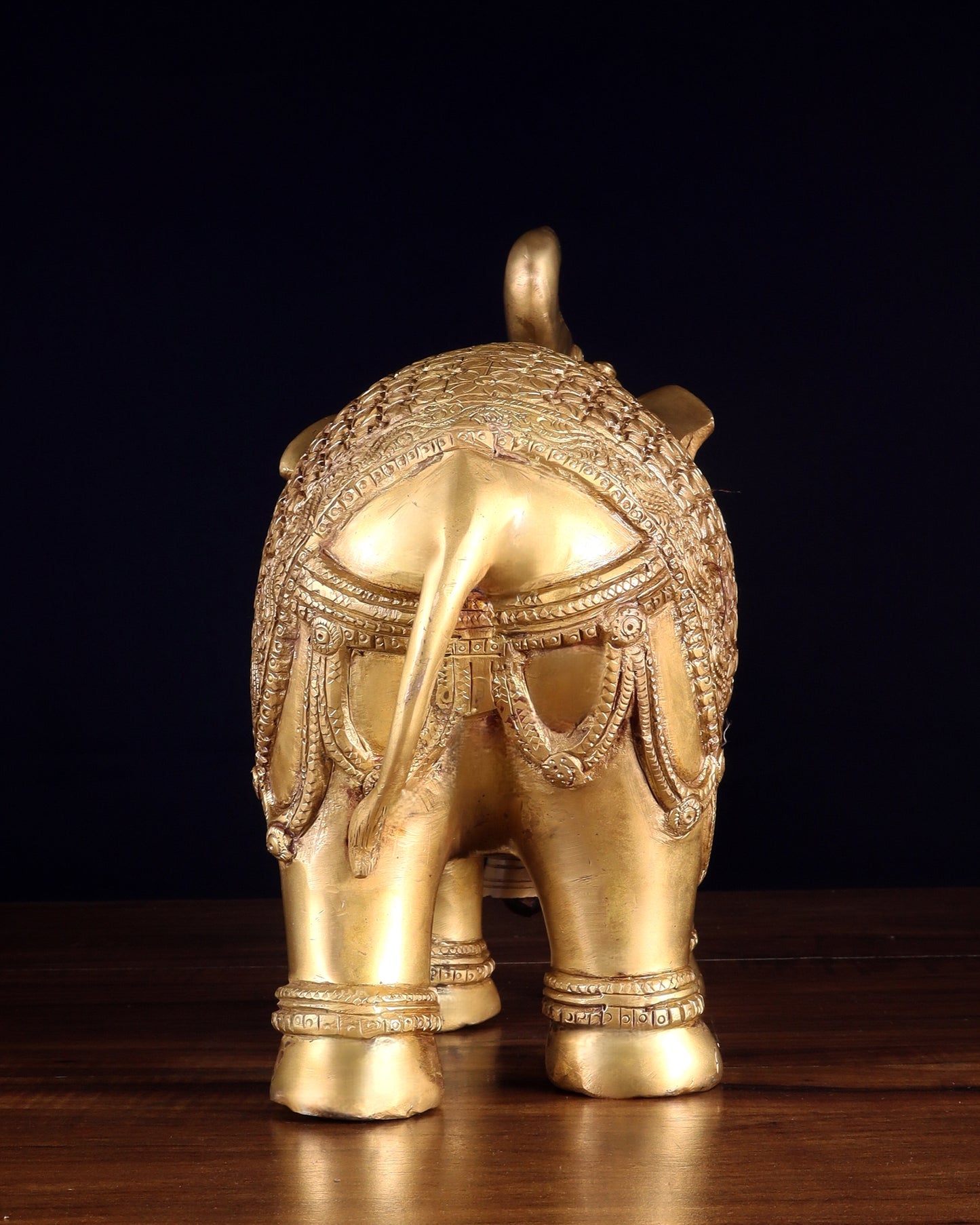 Brass big Elephant with trunk up statue 11"