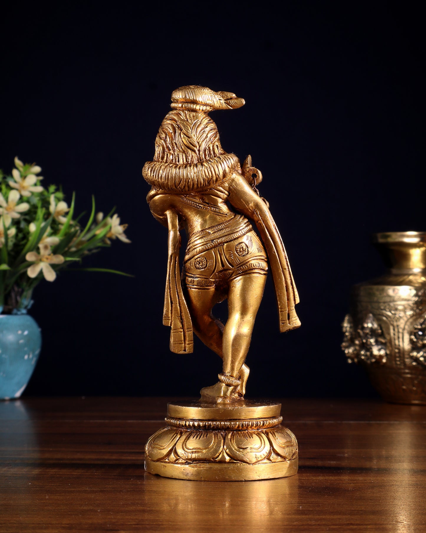 Brass Lord Krishna Statue 6.5" unique stance