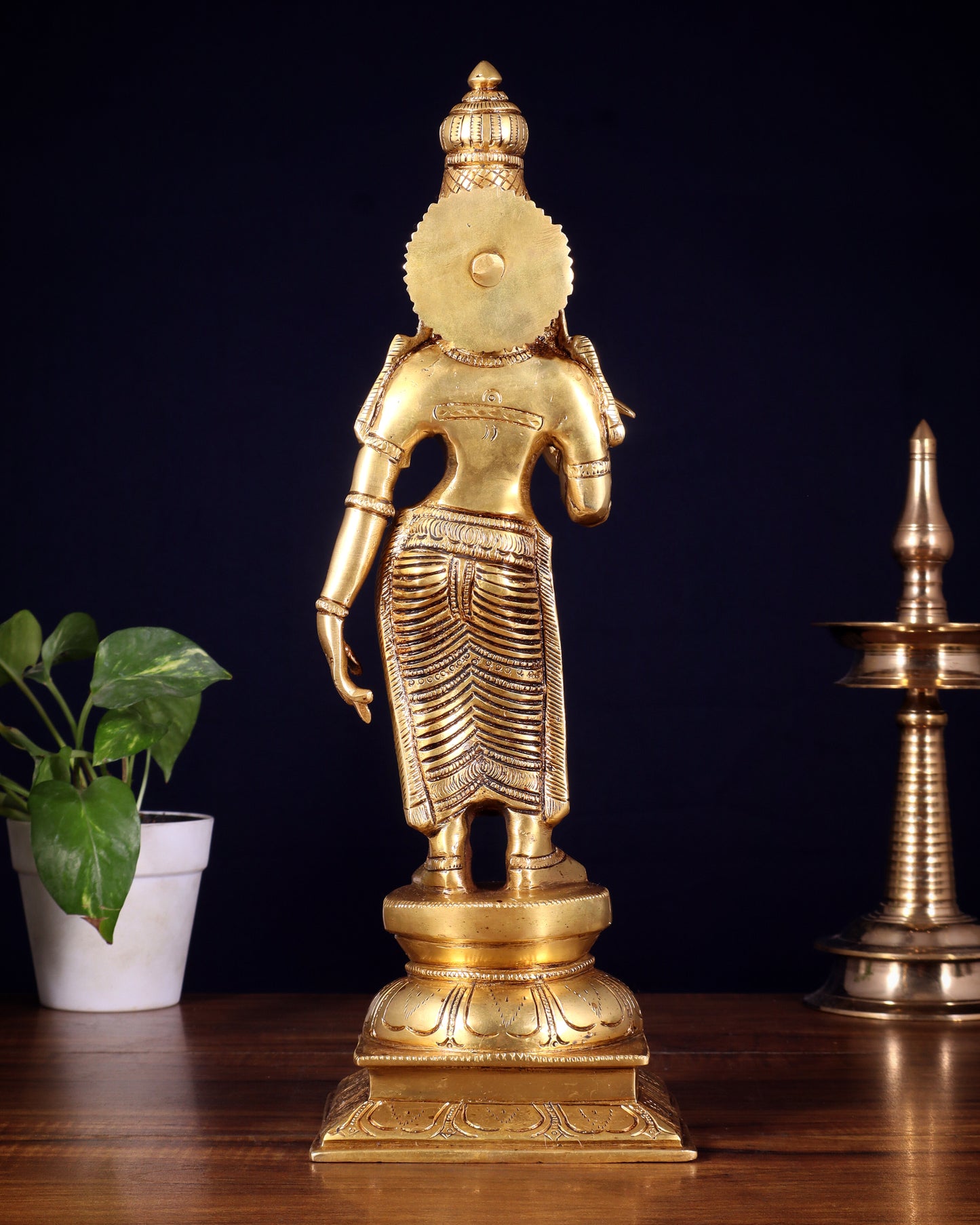 Pure Brass Goddess Meenakshi Statue – 15 Inch | Handcrafted Idol