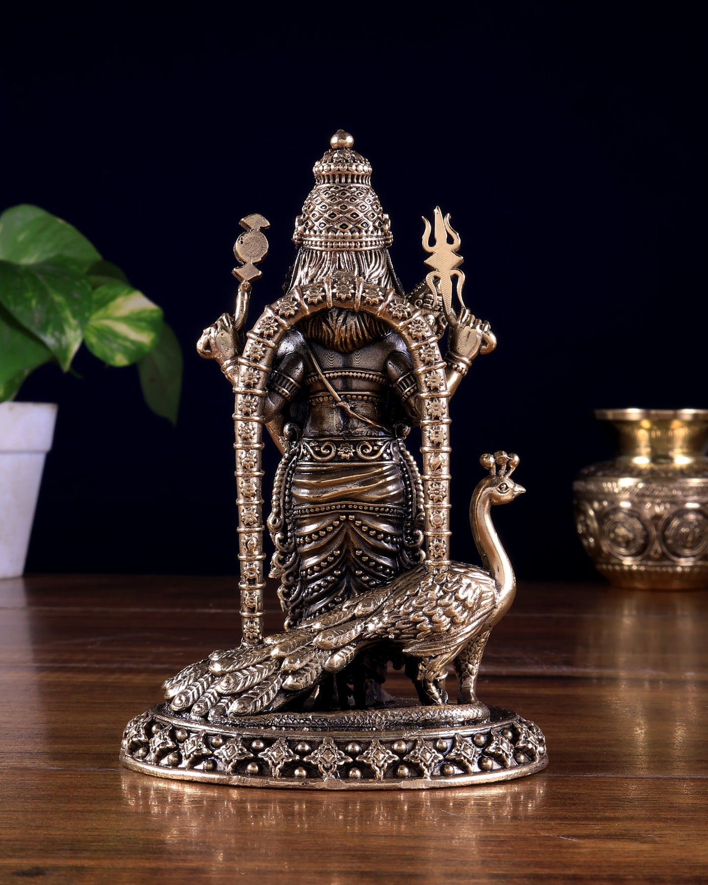 Brass Superfine Kartikeya Murugan Idol – Intricately Handcrafted 6 inch