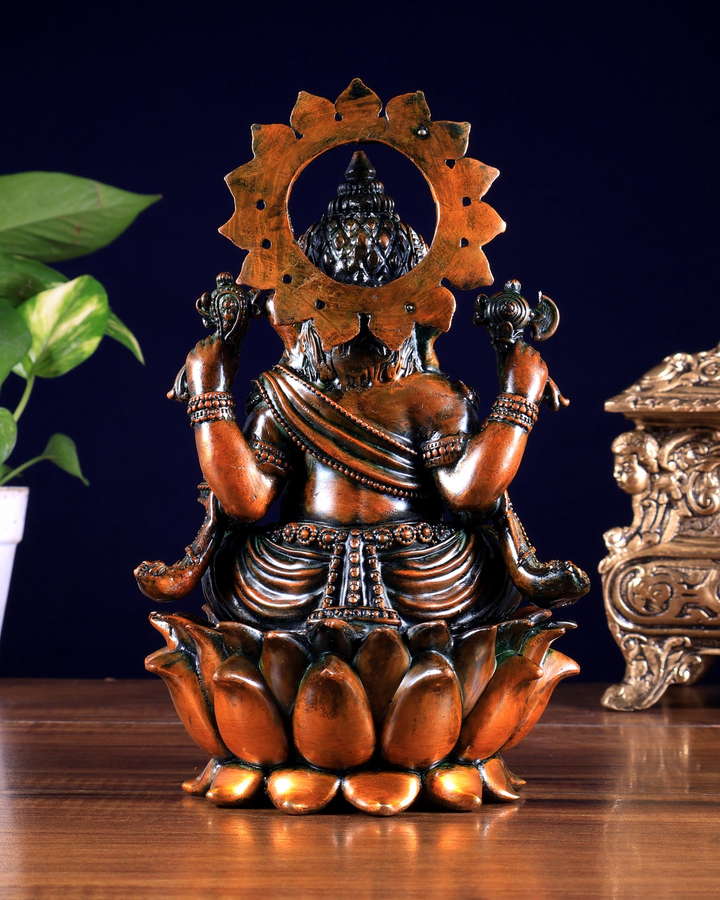 Brass Superfine Ganesh Idol - 8" Chola finish