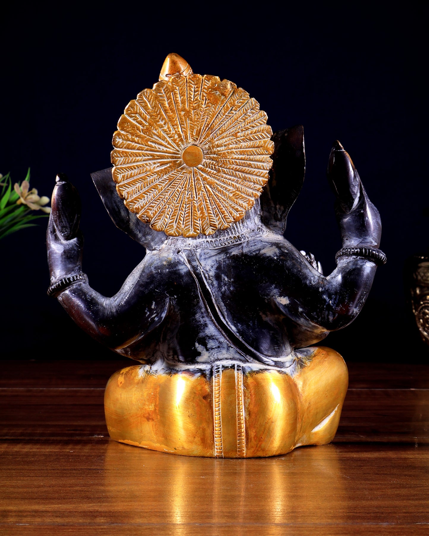 Vintage Brass Taj Ganesha Idol | Height 7 inch