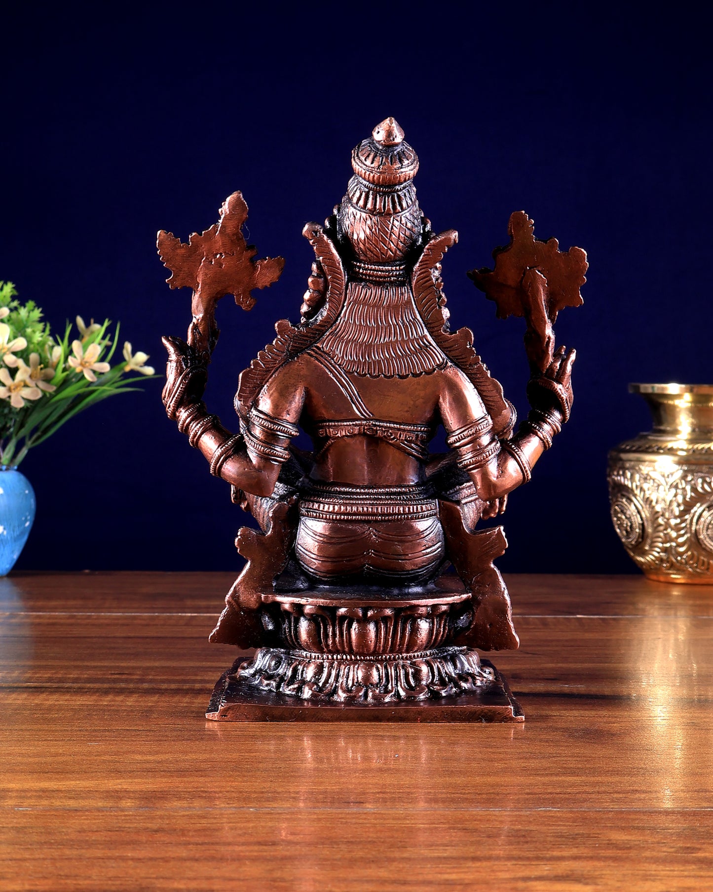 Pure Copper Solid Yoga Narasimha Idol – Large & Heavy 7.5 inch