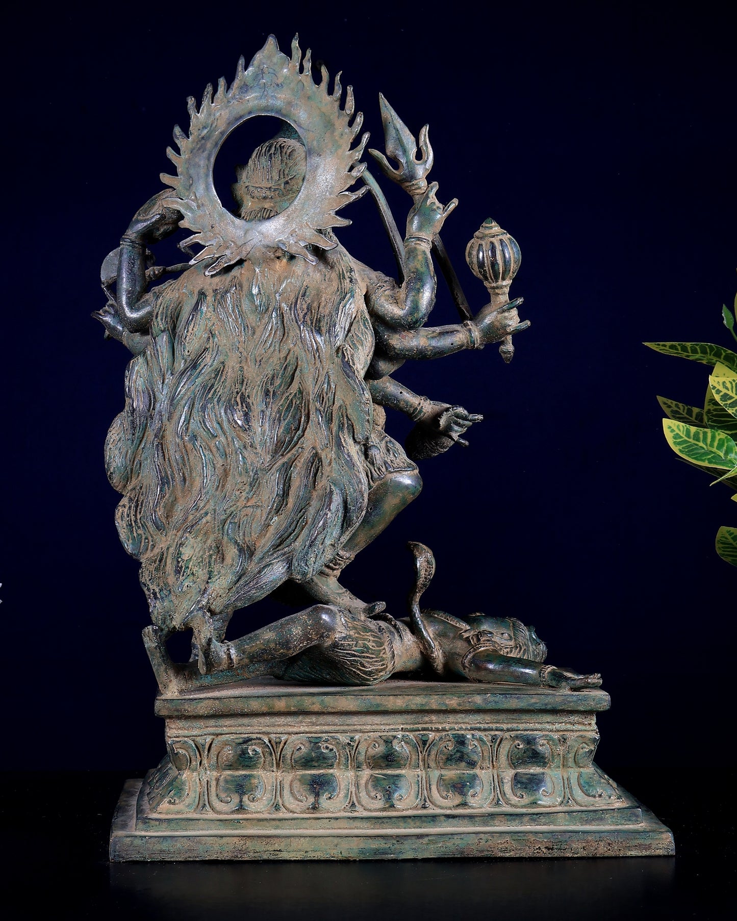 Bronze Kali with eight arms Standing on Shiva | Indonesian Sculpture – 15.5"